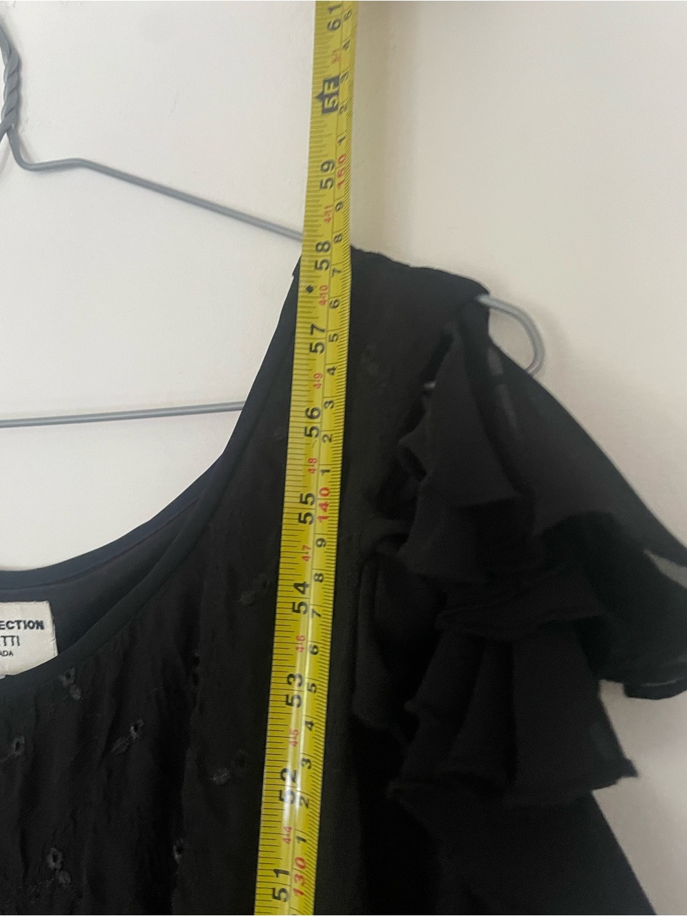vintage barketti J.Kaur Black Ruffle Hem Evening Dress Sheer Floral Formal Gown - Picture 3 of 10
